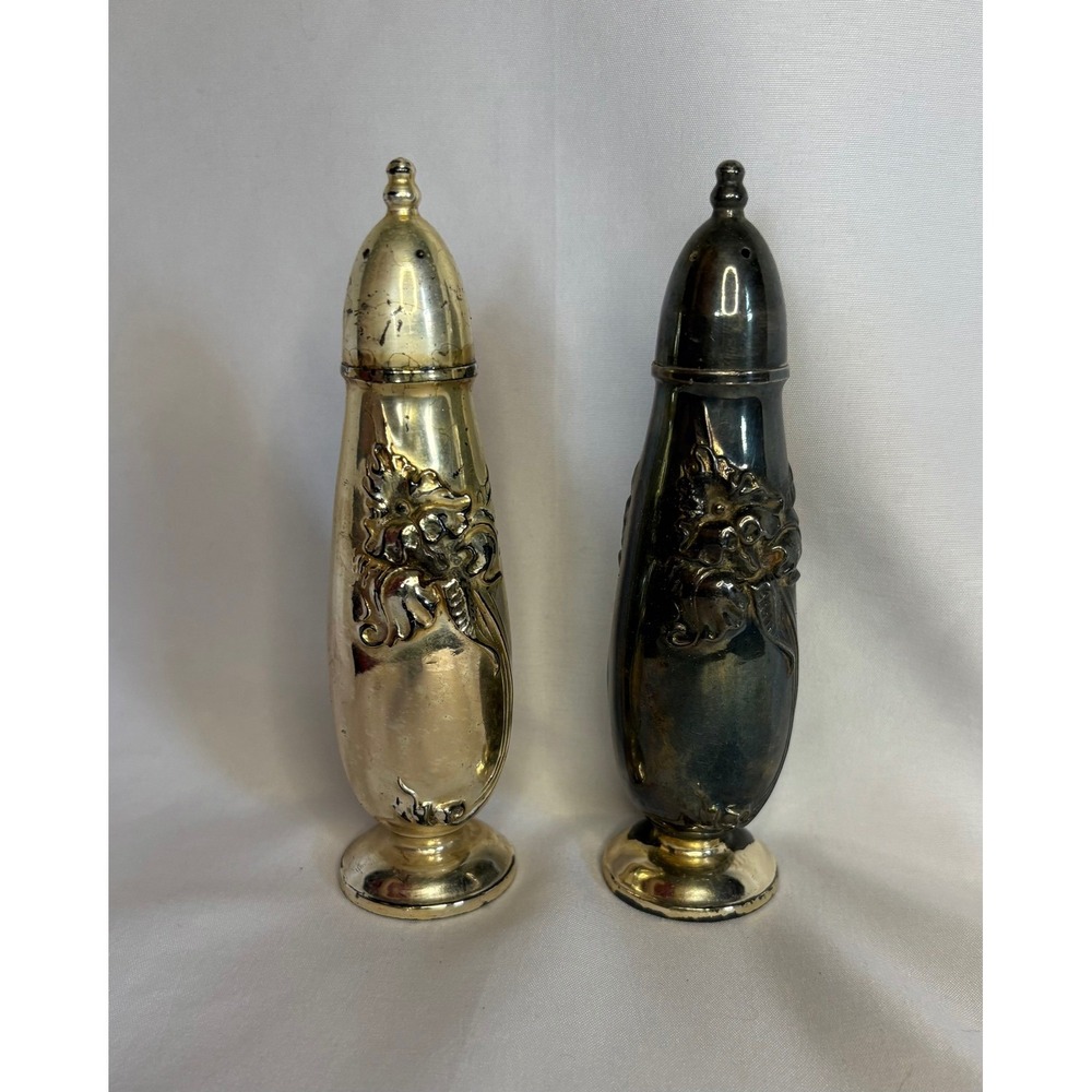 Vintage Community White Orchid Salt Pepper Shakers Ornate Floral Embossed Set